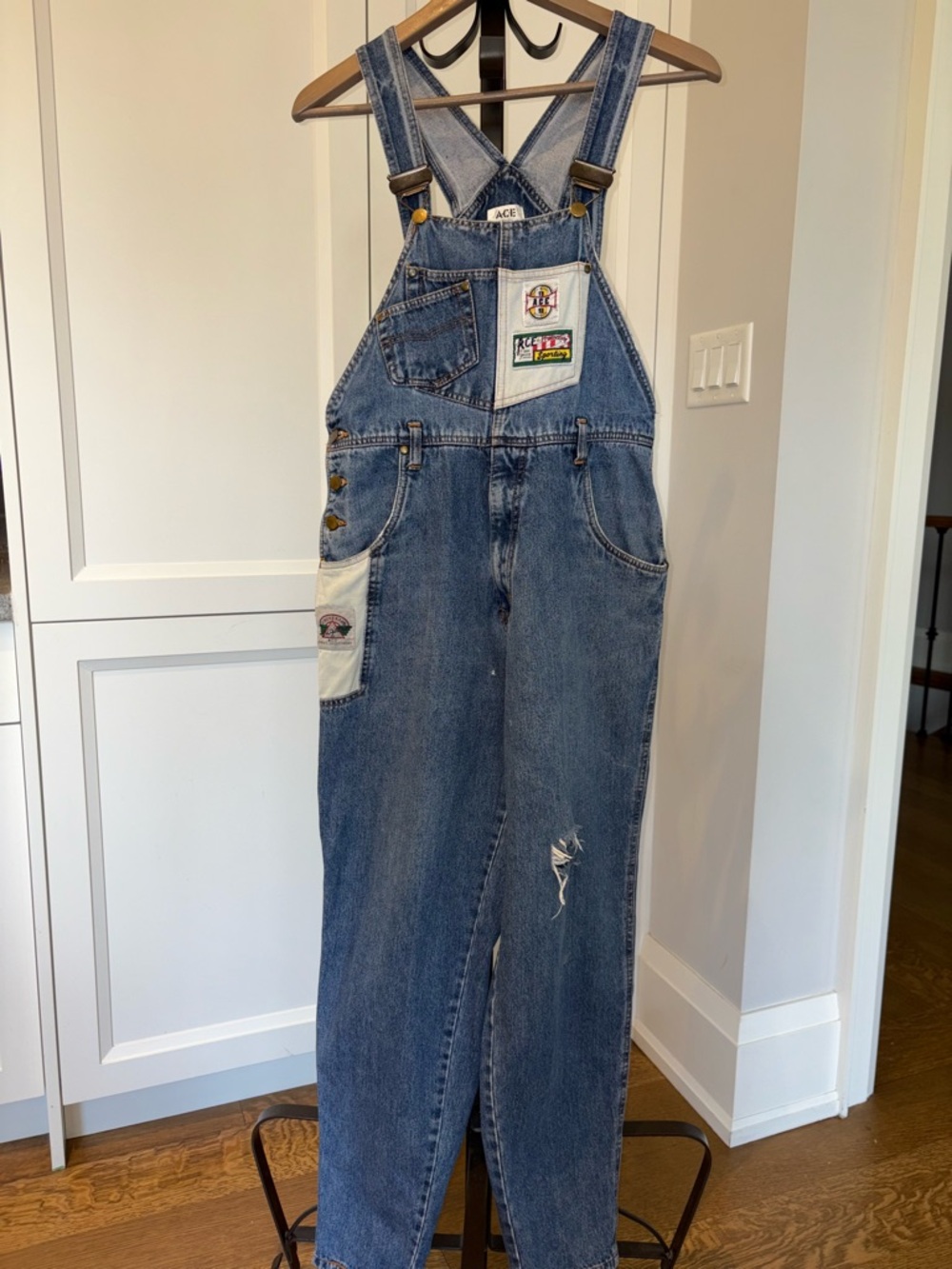 Vintage ACE Denim Overalls Size 16 | 90s Blue Jean Bib Overalls Hong Kong Made